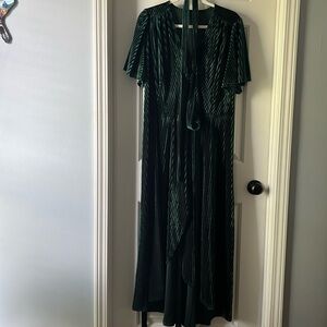 Emerald Green Velvet Wrap Dress